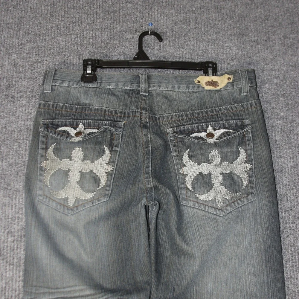 Kanguro Jeans Mens 34 Gray Embroidered Cross Y2K‎ Baggy Denim Retro